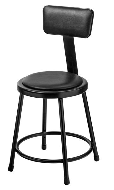 NPS 6400 Series 18" Black Vinyl Padded Stool with Backrest