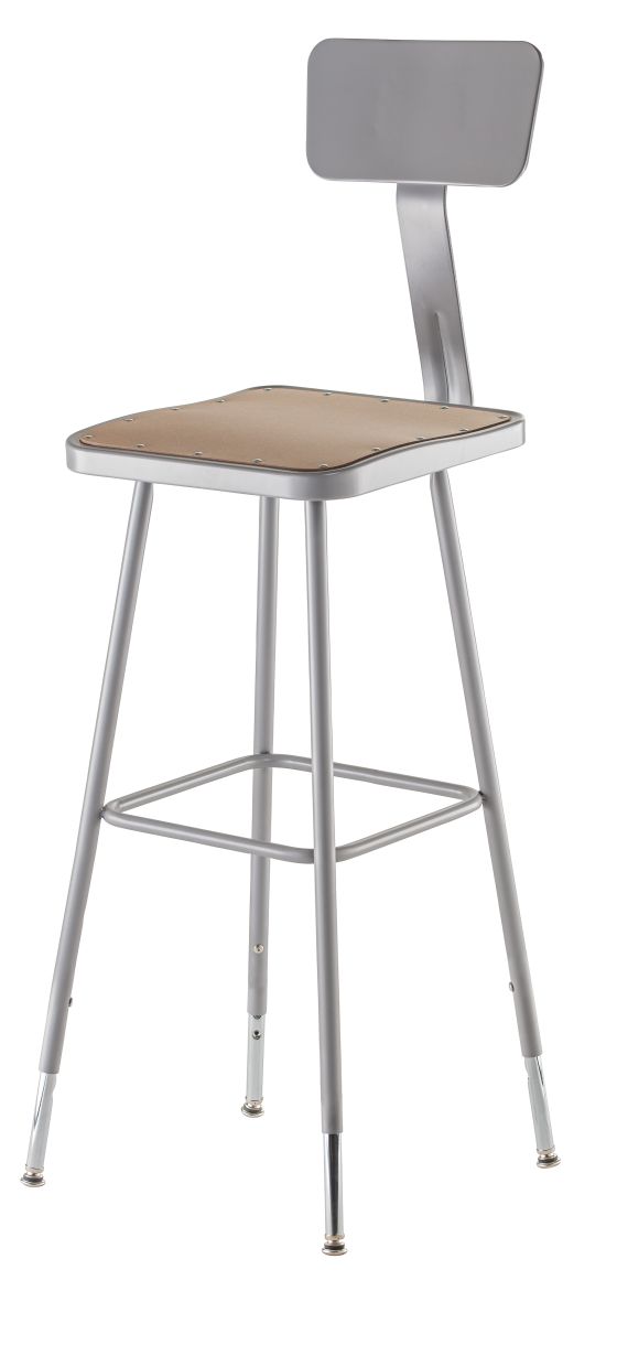 2 PACK NPS Square Lab Stool with Backrest - 31"-39" Adjustable Height