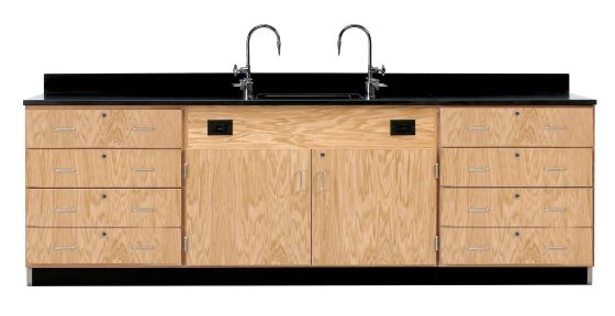 Diversified Spaces Wall Service Bench with Drawers - Phenolic Top