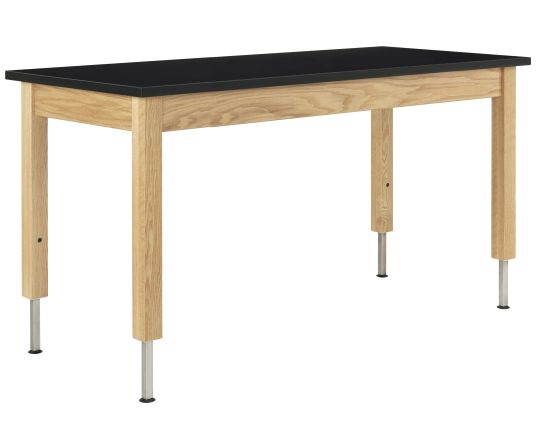Diversified Spaces PerpetuLab Science Lab Table with Adjustable Height, Wood Legs, and Epoxy Top - 24" x 60"
