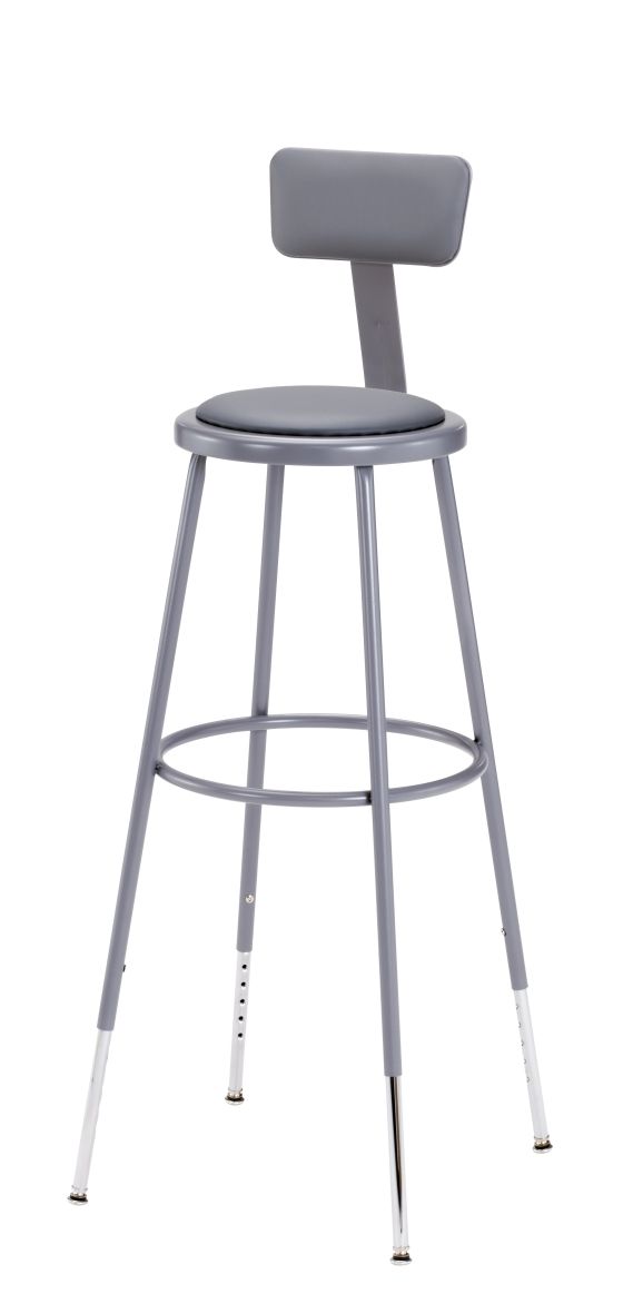 3 PACK NPS Vinyl Padded Lab Stool with Backrest - 31"-39" Adjustable Height