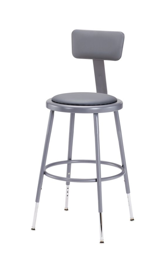 4 PACK NPS Vinyl Padded Lab Stool with Backrest - 25"-33" Adjustable Height
