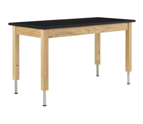 Diversified Spaces PerpetuLab Science Lab Table with Adjustable Height, Wood Legs, and Epoxy Top - 24" x 54"