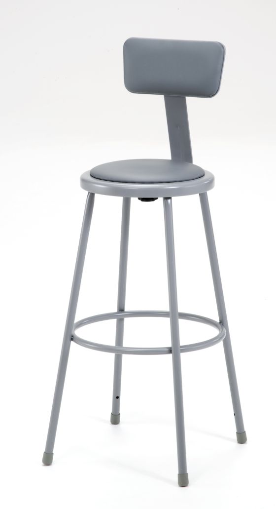 NPS Vinyl Padded Lab Stool with Backrest - 30" Seat Height