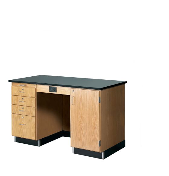 Diversified Spaces 5' Instructor's Desk with Drawers & Cabinet - Phenolic Top, Right