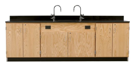 Diversified Spaces Wall Service Bench with Cabinets - Phenolic Top