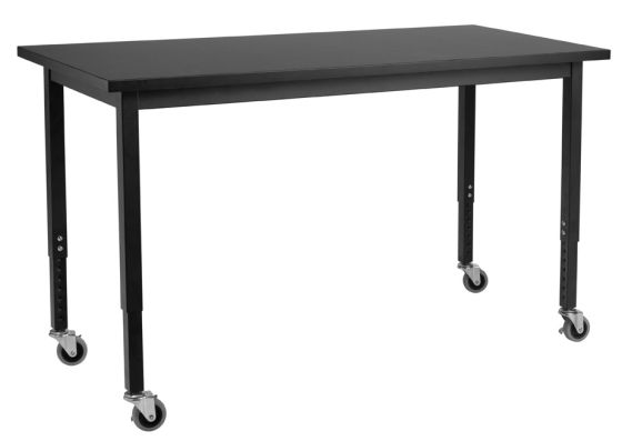 NPS Height Adjustable Chemical Resistant Top Science Table with Wheels-30" W x 72" L