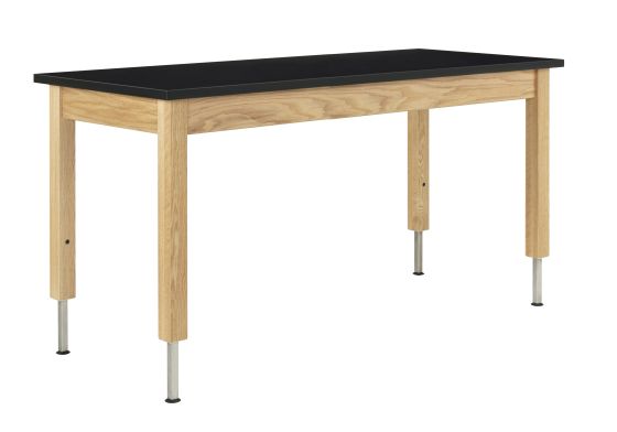 Diversified Spaces PerpetuLab Science Lab Table with Adjustable Height, Wood Legs, and ChemGuard Top - 24" x 72"
