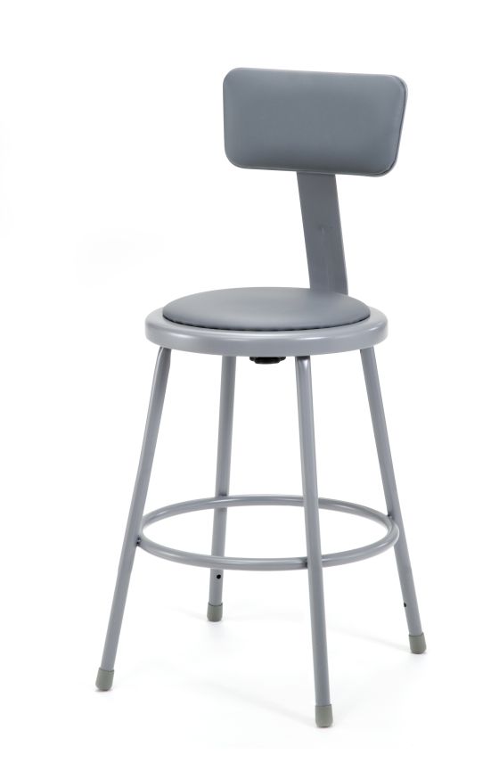 NPS Vinyl Padded Lab Stool with Backrest - 24" Seat Height