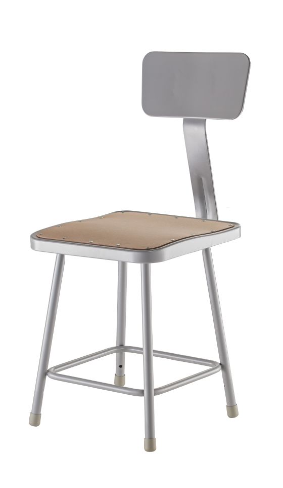 2 PACK NPS Square Lab Stool with Backrest - 18" Seat Height