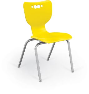 MooreCo Hierarchy 4-Leg School Chair, 18" Height, Chrome Frame, Yellow Shell