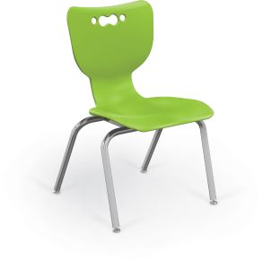 MooreCo Hierarchy 4-Leg School Chair, 16" Height, Chrome Frame, Lime Green Shell