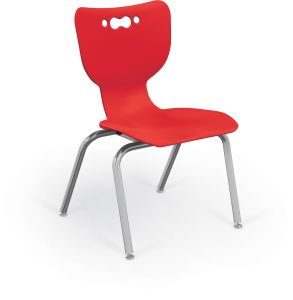 MooreCo Hierarchy 4-Leg School Chair, 16" Height, Chrome Frame, Red Shell