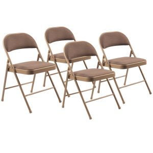 4 PACK Basics by NPS® 900 Series Fabric Padded Steel Folding Chair - Star Trail Brown - Model 973