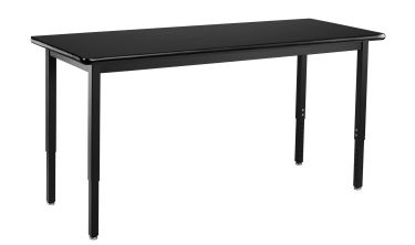 NPS® Steel Height Adjustable Science Lab Table, 24 X 48, HPL Top, Black