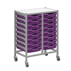 Gratnells Dynamis Double Column Cart with 16 Shallow Trays