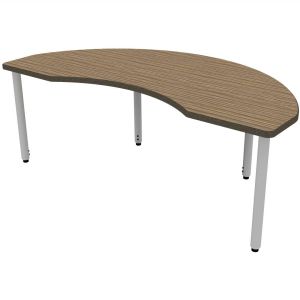 ELO® Kidney 36"D x 72"L Table with Beveled Lotz Armor Edge™ HPL Top and 2" Adjustable Straight Round Legs
