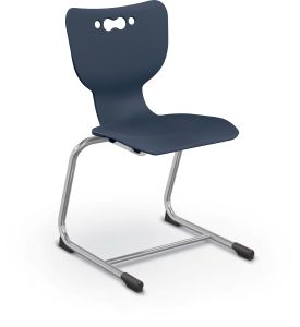 MooreCo Hierarchy Cantilever School Chair, 18" Height, Chrome Frame, Navy Shell