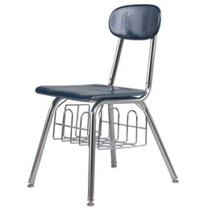 USACapitol Legacy 17.5” H-Frame Hard Plastic Chair with Book Basket
