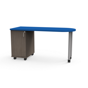 Appleton Teacher's Desk with Beveled Lotz Armor Edge™ HPL Shaped Top, Adjustable Shelf Cabinet on Left Hand Side, 2" ELS Adjustable Straight Round Legs, 60" W x 24" D