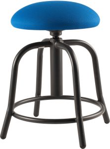 National Public Seating 18"-25" Height Adjustable Designer Stool, 3" Fabric Padded Cobalt Blue Seat, Black Frame - Model 6825S-10