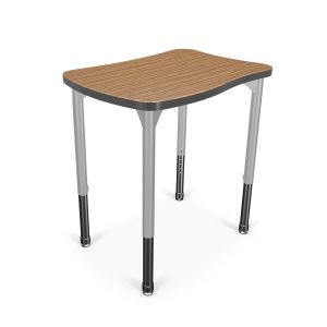 MooreCo Hierarchy Beluga Desk – Small – Standing Height Legs (Platinum), 27" – 42"H x 32"W x 23"D