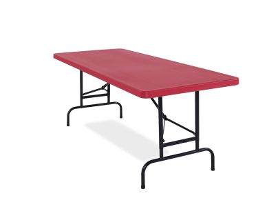 National Public Seating Adjustable Height 30" W x 72" L Folding Table-Red