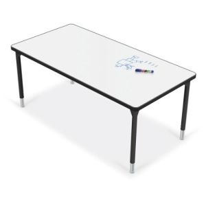 MooreCo Hierarchy Activity Table + Porcelain Top – Rectangle – Platinum Legs, 22" – 32"H x 60"W x 30"D
