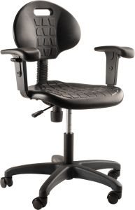 National Public Seating Polyurethane Task Chair with Arms, 16"-21" Height, Black - Model 6716HB-A