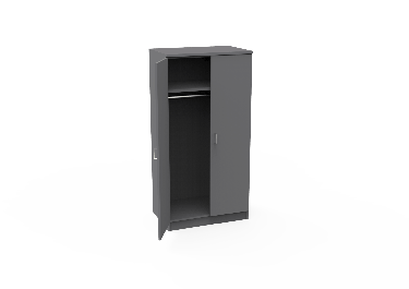 REplay® Modular Tall Wardrobe Cabinet Unit with Double Doors, 1 Fixed Shelf, 1 Clothing Rod, Deadbolt Lock with Chain Bolt, and Adjustable Levelers - 36"W x 23"D x 84"H