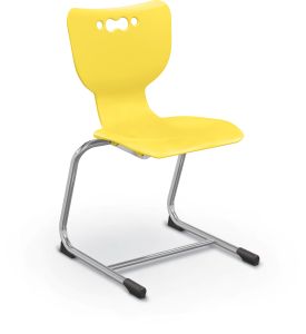 MooreCo Hierarchy Cantilever School Chair, 18" Height, Chrome Frame, Yellow Shell