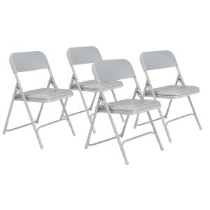 4 PACK National Public Seating 800 Series Commercial Plastic Folding Chair-Gray