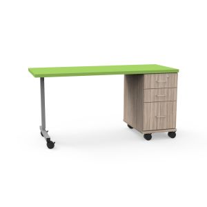 Universal Appleton Teacher's Desk with Beveled Lotz Armor Edge™ HPL Rectangle Top, 2 Box Drawers, 1 File Drawer, UNET Leg, Casters, 60" W x 24" D