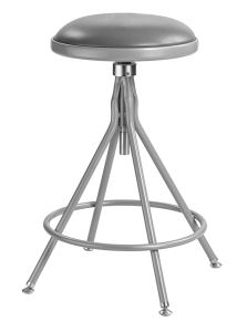 National Public Seating 24 -30" Height Adjustable Heavy Duty Vinyl Padded Swivel Steel Stool, Grey - Model 6524H