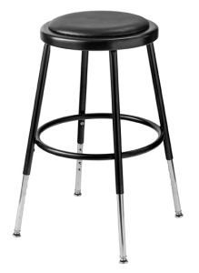 NPS 6400 Series Height Adjustable 19"-27" Black Vinyl Padded Stool