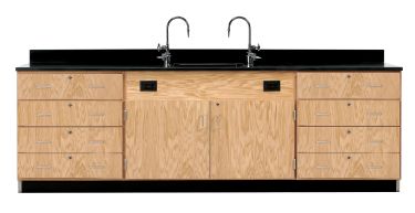 Diversified Spaces Wall Service Bench with Drawers - Phenolic Top