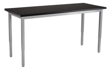 NPS® Steel Height Adjustable Science Lab Table, 24 X 48 , Chemical Resistant Top, Grey Frame