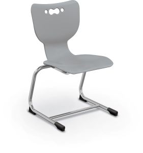 MooreCo Hierarchy Cantilever School Chair, 16" Height, Chrome Frame, Grey Shell