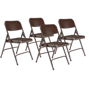 4 PACK National Public Seating Commercial All-Steel Folding Chair 200 Series-Brown