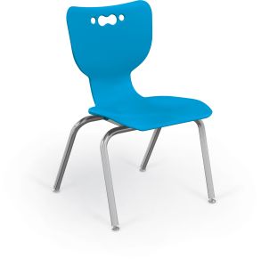 MooreCo Hierarchy 4-Leg School Chair, 14" Height, Chrome Frame, Blue Shell