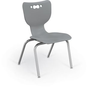 MooreCo Hierarchy 4-Leg School Chair, 16" Height, Chrome Frame, Grey Shell