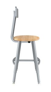 NPS® 18-26" Height Adjustable Titan 1000 LB Stool with Backrest, Solid Wood Seat, Grey Frame