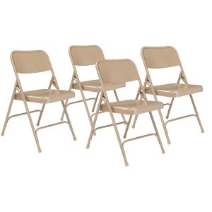 4 PACK National Public Seating Commercial All-Steel Folding Chair 200 Series-Beige