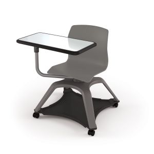 MooreCo Seed Enroll Chair (18") / Porcelain Tablet Arm / Soft Casters, 33.1"H x 25.6"W x 25.6"D