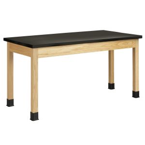 Diversified Spaces PerpetuLab Science Lab Table with Plain Apron, Wood Legs, and Epoxy Top - 30" x 72"