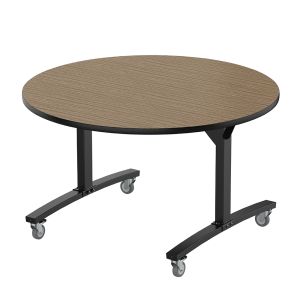 NPS® 60" Round Mobile Flipper Table, Custom Laminate Top, Particleboard Core, Black 3MM Edge Banding