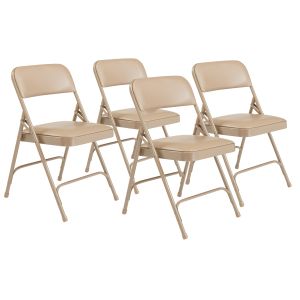 4 PACK National Public Seating 1200 Series Vinyl Padded Folding Chair-Beige