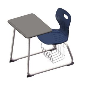 USACapitol Euroflex 16" H Hard Plastic Dual-Entry Sled Combination Desk with Book Basket - 18" D x 24" W