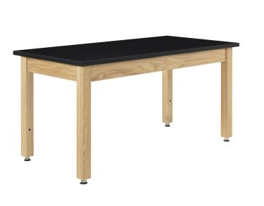 Diversified Spaces PerpetuLab Science Lab Table with Adjustable Height, Wood Legs, and Laminate Top - 24" x 60"