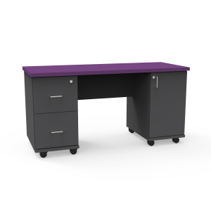 Jackson Teacher's Desk with Beveled Lotz Armor Edge™, Left Side: 2 File Drawers,  Right Side: 1 Door with Adjustable Shelf, 60" W x 24" D